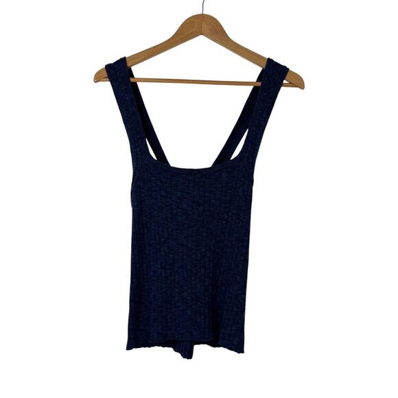 Pilcro Women’s Size XL Navy Blue Ribbed Knit Square Neck Sweater Tank Top New - Picture 2 of 7